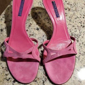 Ralph Lauren Collection Pink 3" heeled suede sandals  Size 10